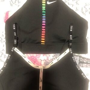 Nike Black Sports Bra with Rainbow Center Stripe